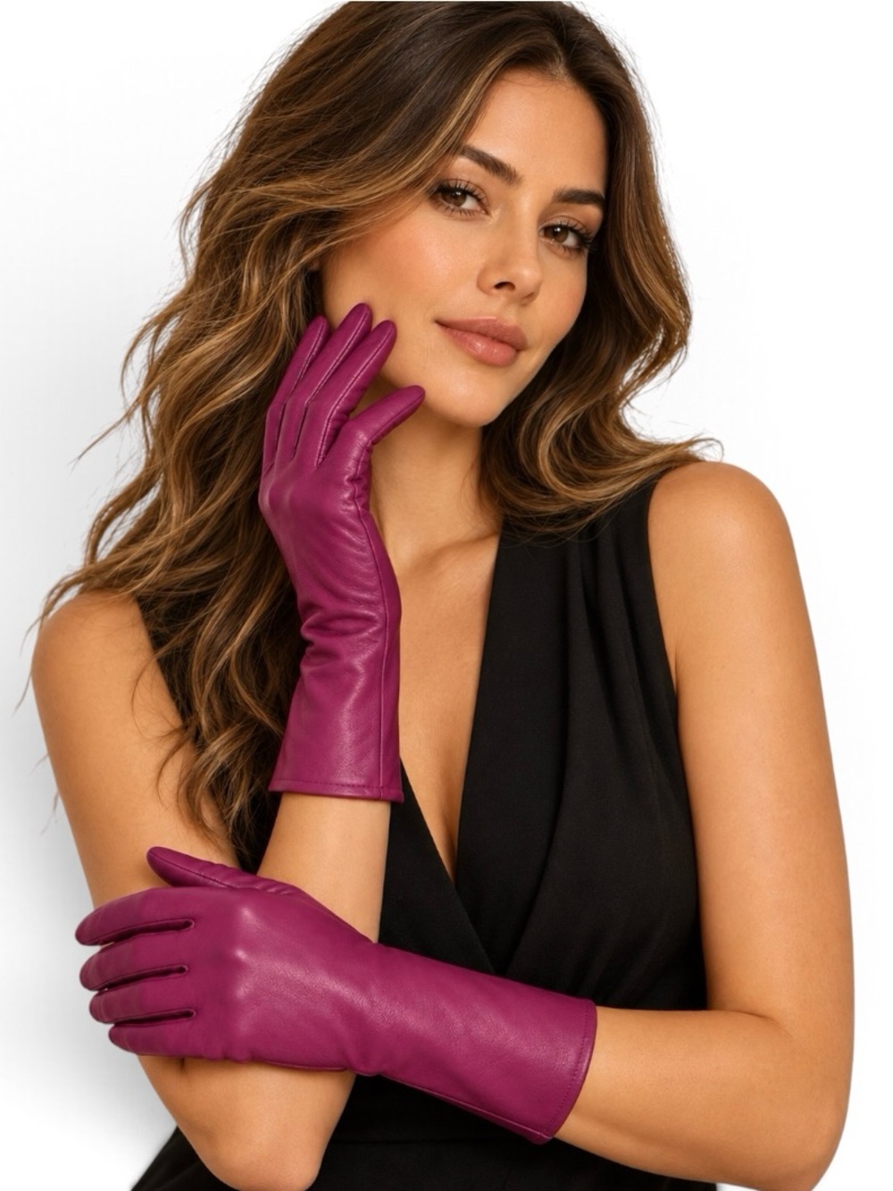 Portolano Neiman Marcus Long Italian Leather Silk Lined Gloves Sz 6 NWT